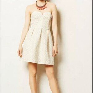 Anthropologie Moulinette Soeurs Jacquard Polka Dot Marli Strapless Dress Size 4
